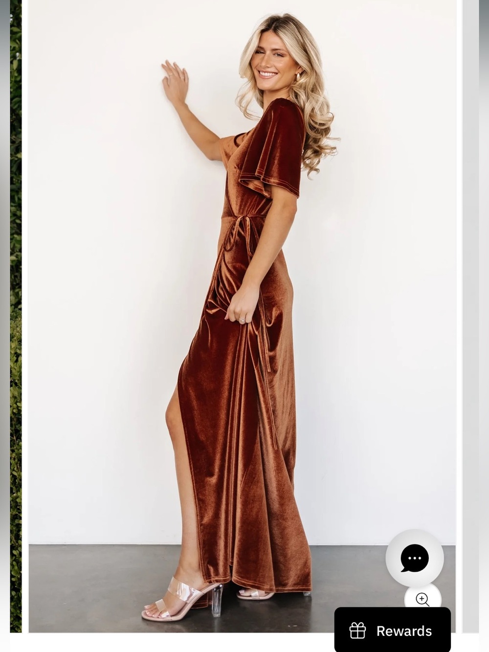 Baltic Born Meghan Velvet Wrap Dress, Bronze - Picture 3 of 5